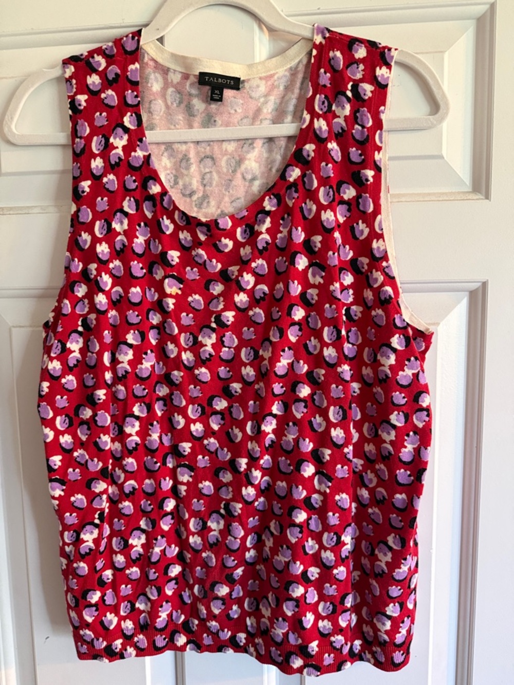 Talbots Pink and Lavender Floral Dot Knit Shell